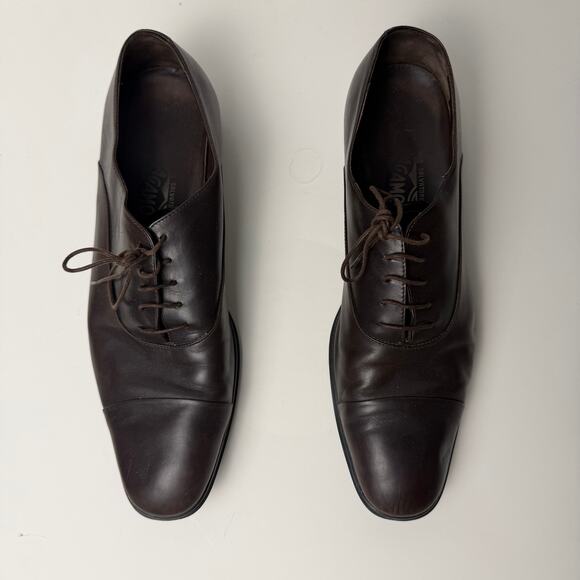 Salvatore Ferragamo Rain Lux Men’s Brown Oxford Dress Shoes Made in Italy 11D main image 5